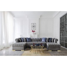 Lauren Velvet Gray Double Chaise Sectional